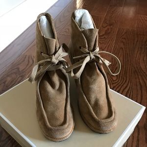 Michael Kors Beige Suede Wedge Booties 7.5
